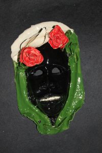 Won-Ldy Paye. Dan Mask with red roses, 2017, Ceramic